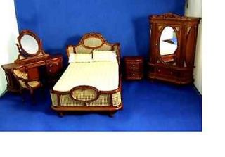 Bespaq Dollhouse Miniature french bed bedroom furniture set armoire 