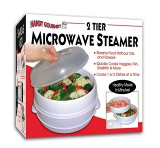 Handy Gourmet 2 Tier Microwave Steamer vegetable fast Food Cooker