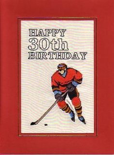 Handmade Birthday Greeting Card Ice Hockey 16 90th