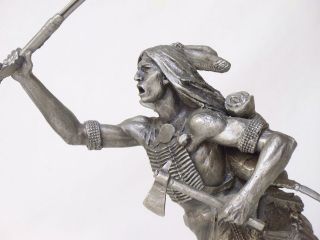   BRAVE Jim Ponter 12 LE PEWTER Indian Statue WESTERN ART Franklin Mint