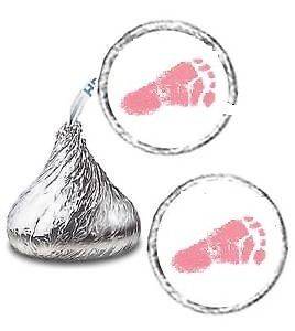 108 BABY SHOWER PINK FOOTPRINT Stickers Kiss Wrapper