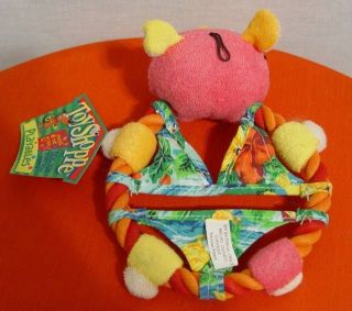Unique Fun ROPE RING Pink PIGGY Squeaky Dog Toy NEW