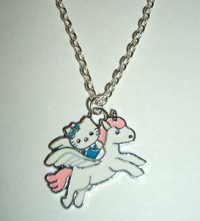   Hello Kitty on a Unicorn Necklace Pendant with 18 Silver Chain Cat