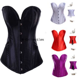 Full Spiral Steel Boned Corset Bustier Top Lace up Overbust Body 