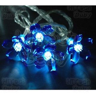 10x Blue CHERRY BLOSSOM Ornament Add On Caps for LED Xmas/Net/Fairy 