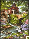 New Dimensions Old Mill Cottage Flowers, Stream Needlepoint Kit 