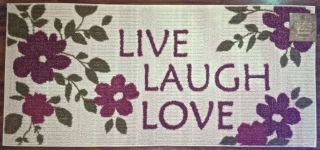 2X3 Kitchen Rug Mat Washable Mats Rugs Live Love Laugh Beige Red 