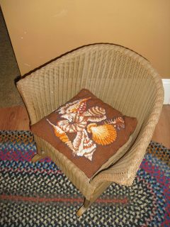 used vintage doll Wicker Rocking Chair needlepoint cushion 20x21 