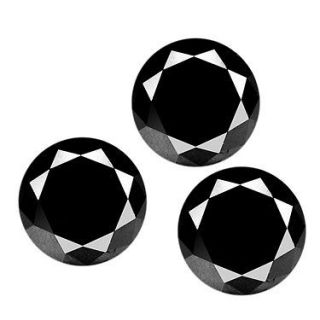   mine Round Black loose Diamond Solitaire with Certificate Set of 3