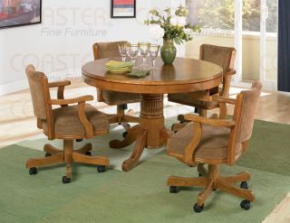 Oak Round Flip Top Game/Dining Table  C100951