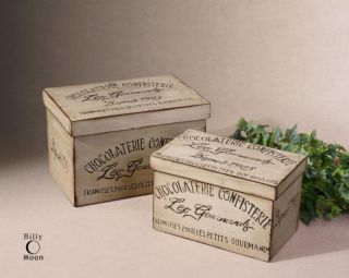ST/2 SHABBY FRENCH COUNTRY CHIC CHOCOLATIER BOXES