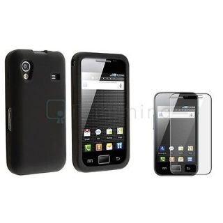   Galaxy Ace GT S5830 Black Silicone Rubber Skin Case+Screen Protector