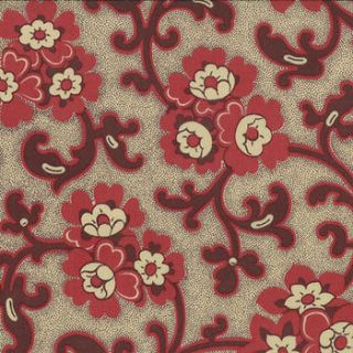 Moda French General Chateau Rouge Floral Toussaint Fabric in Roche Red 