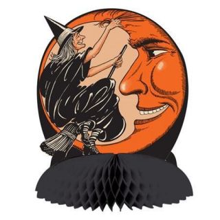 Vintage Beistle Reproduction Witch and Moon Centerpiece Halloween