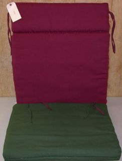Outdoor Patio Chair Cushion Set ~ Burgundy & Green Hi Back 24.5 x 