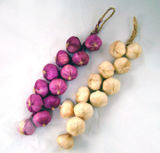 2x Artificial Garlic string decoration 12 realistic bulbs on a raffia 