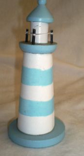 25 Tall Resin Lighthouse in Light Blue and White Sripe