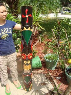 AWESOME 60 DARK COLOR TALL HAWAIIAN STYLE HANDCARVED HEAVY TIKI MASK 