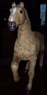   NICE VINTAGE REAL Fur HAIR 18X18 INCH COLLECTIBLE BROWN HORSE STATUE