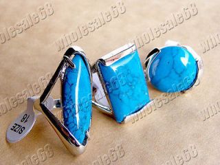   15pcs charm mixed blue turquoise gems WOMENS/MENS rings new resale