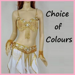 Belly Dance Bra+Belt Beaded Set/Outfit Skirt optional Sexy Samba 