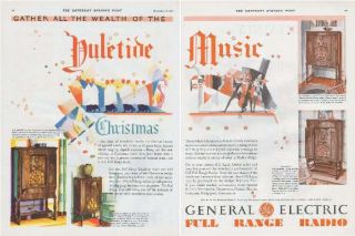 1930 GE General Electric radio phonograph ad Christmas