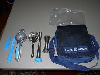 BOMBAY SAPPHIRE GIN 5 PIECES BAR SET WITH POUCH NEW BARWARE BAR 