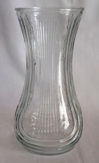 VINTAGE HOOSIER VASE   CLEAR GLASS with WIDE and NARROW RIBBED PATTERN 