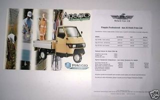 Piaggio Ape 50 Reliant original brochure & price list