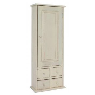 Large Primitive Style Antique White Wood Utility Cabinet