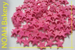 Pink Stars glittering edible cake&cupcake topper (100)