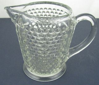 Antique EAPG Clear Glass Hobnail Basket Weave Milk Pitcher Vintage