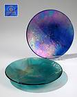   Iridescent Art Glass Plates Cobalt Blue & Emerald Green Glass Canada