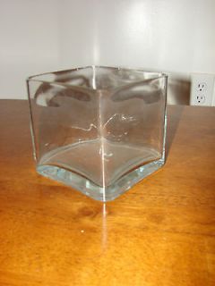 Clear Square Glass Vase Cube  5 Inch   5 x 5 x 5 Centerpiece 