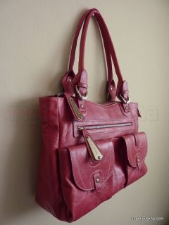 TOSCANI Pink Leather Double Pocket Extra Large Carryall Tote Bag 