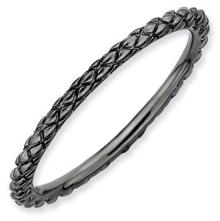   Black Ruthenium Plated 1.50 mm Stackable Criss cross Ring QSK189
