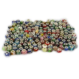  OF MIX COLOR STYLE SILVER MURANO GLASS BEAD FOR BRACELETS CHARMS