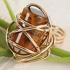 Tigers Eye Gold Plated Over Copper Coiled Ring g264