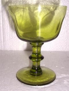 Fostoria Hexagon Shape Avocado Green Glass Goblet