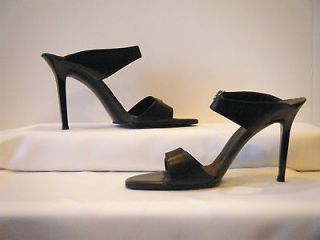 Black Two Strap Heeled Slides Sandals~NIB~Norman Kaplan Las Vegas~Shoe 