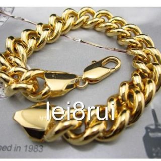  mens 18k yellow gold filled bracelet 8.6 chain link jewelry 63g gift