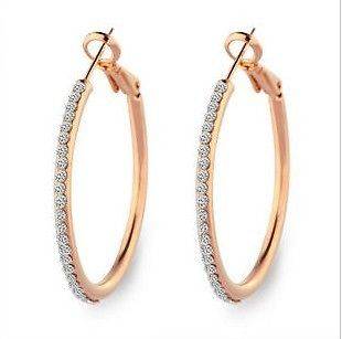 18K Rose Gold GP Swarovski Multi  Crystal Big Circle Earrings CCC32