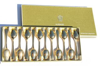   Alfenide Pompadour 12 Dorée Gold plated Coffee Moka Demitasse Spoons