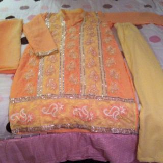 Salwar/shalwar Kameez Pakstain Indian Clothing Saree Medium Yellow 