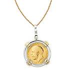 14k Gold Sterling Silver King George V Gold Sovereign Coin Bezel 