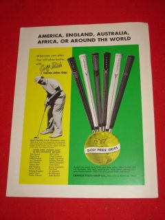 1963 Golf Pride Golf Club Grips Print Ad Gary Player