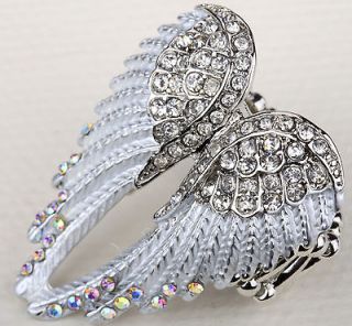 Clear crystal angel wing stretchy ring JEWELRY 2;buy 10 items free 