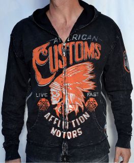Affliction American Customs ARAPAHO Mens Zip Hoodie   A6985   NEW 