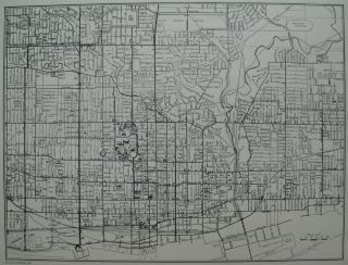 1944 TORONTO Ontario Vintage MAP with NAMED STREETS 1940s Wartime Map
