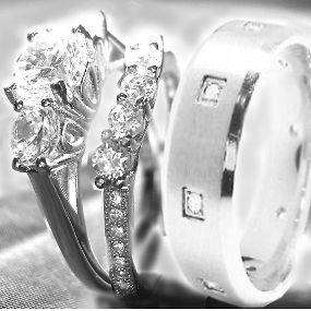   pieces STERLING SILVER and STAINLESS STEEL wedding bridal ring set